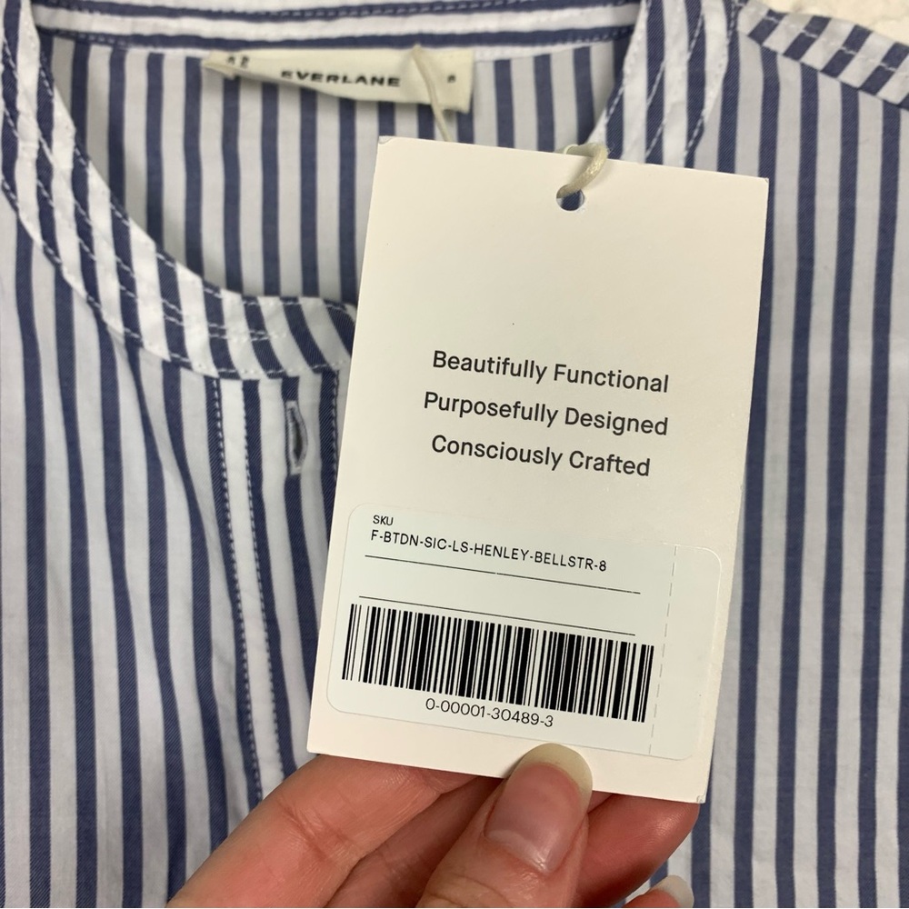 NEW Everlane striped cotton long sleeve top career - Picture 5 of 7